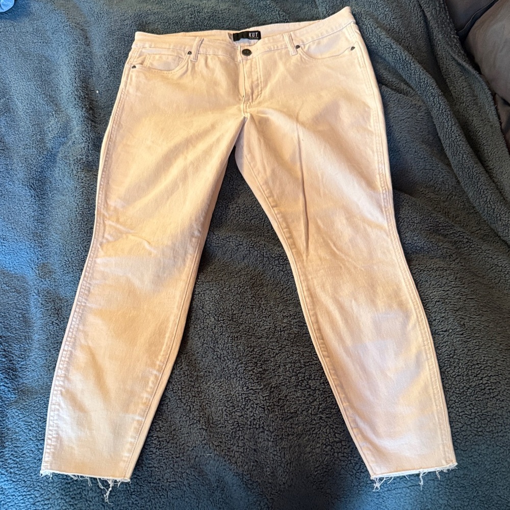 Kut from the Kloth Donna Fab Ab Skinny Jeans Cropped Ankle Jeans - Raw Hem